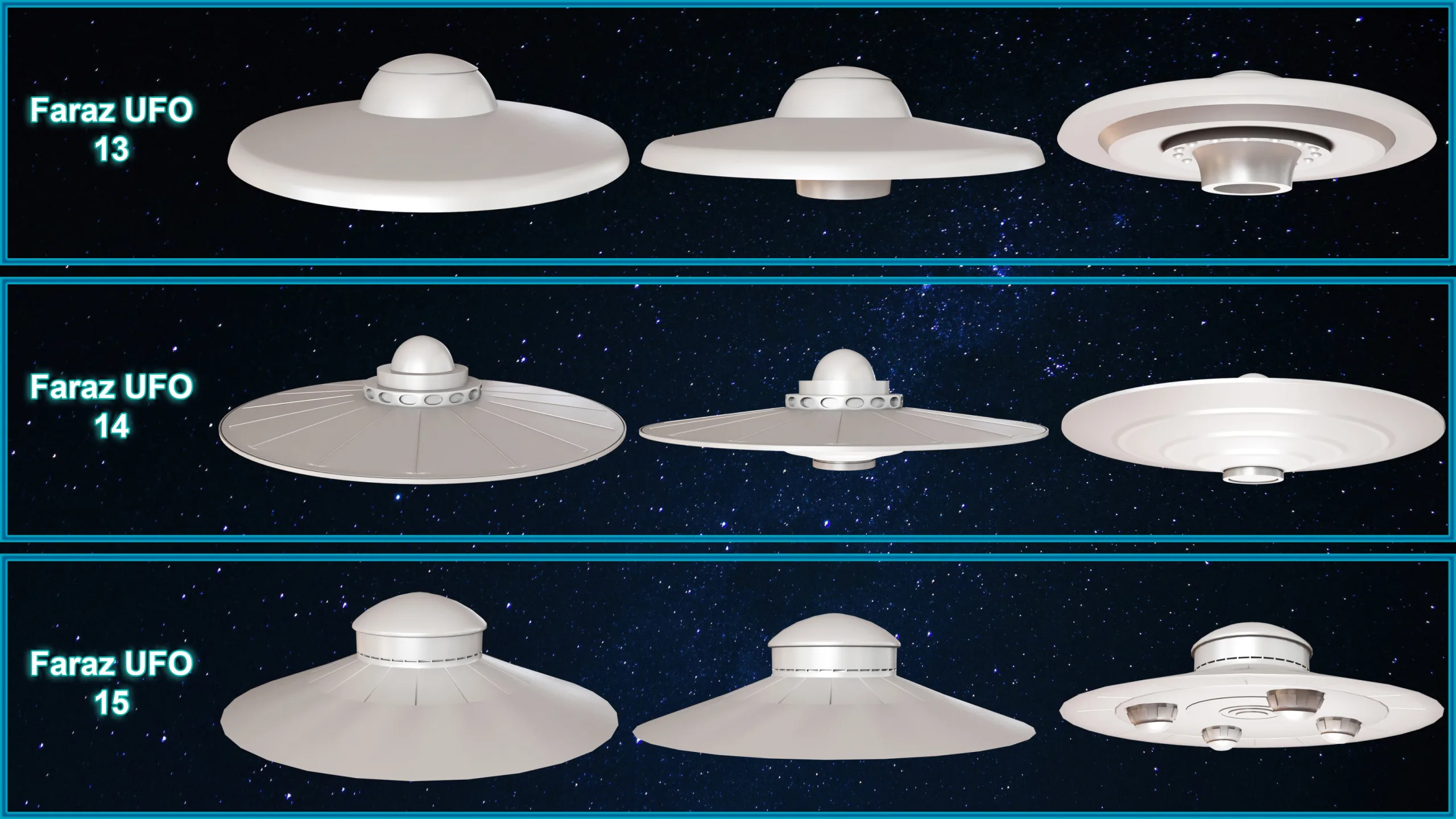 25 Sci-Fi Flying Saucer ( UFO ) Base mesh (Game Ready) vol.1