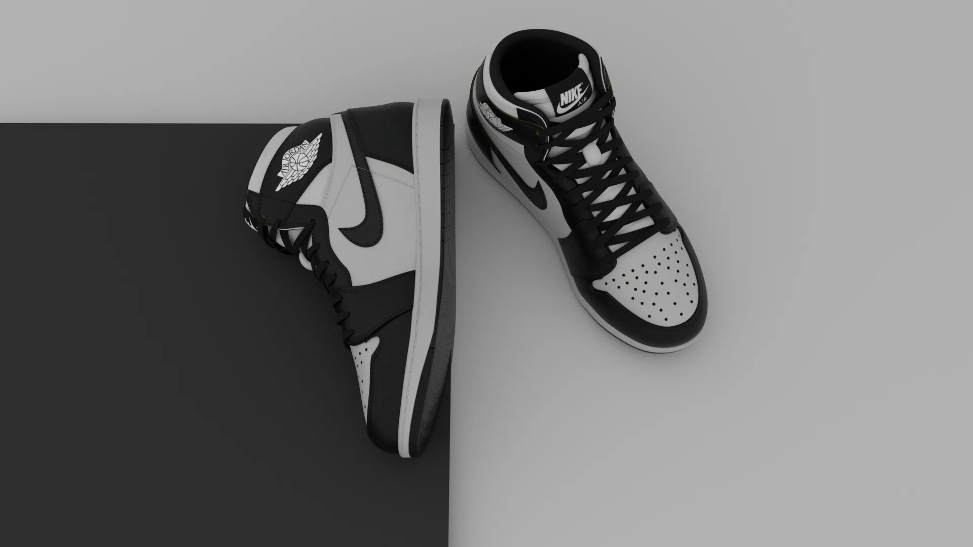 AirJordan 1 Retro HighOG Black White 3D model