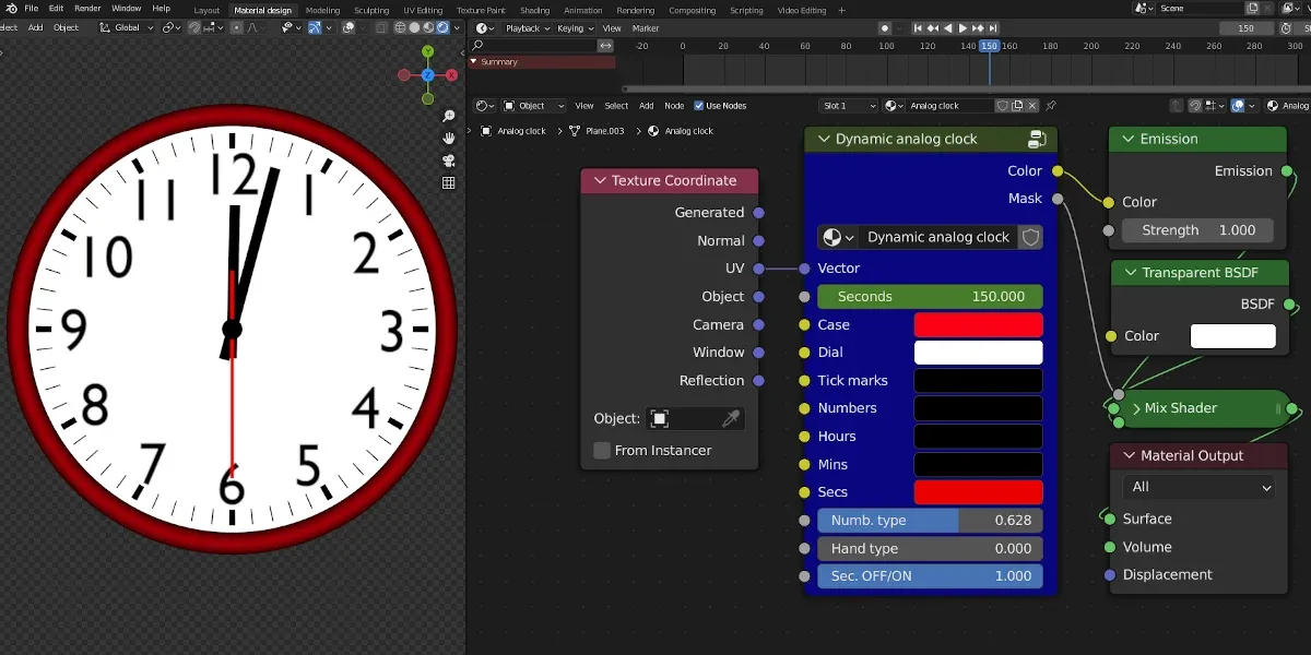 Procedural clocks for Blender