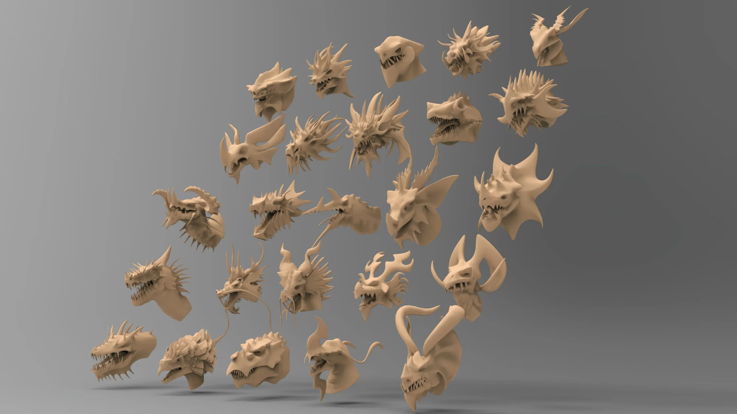 25 basemesh dragon head collection 3