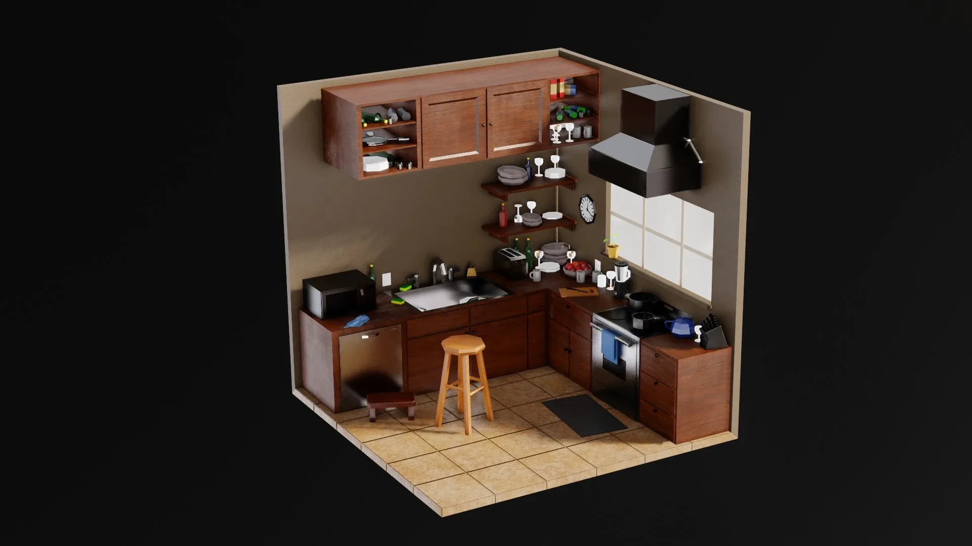 Low Poly Isometric Kitchen