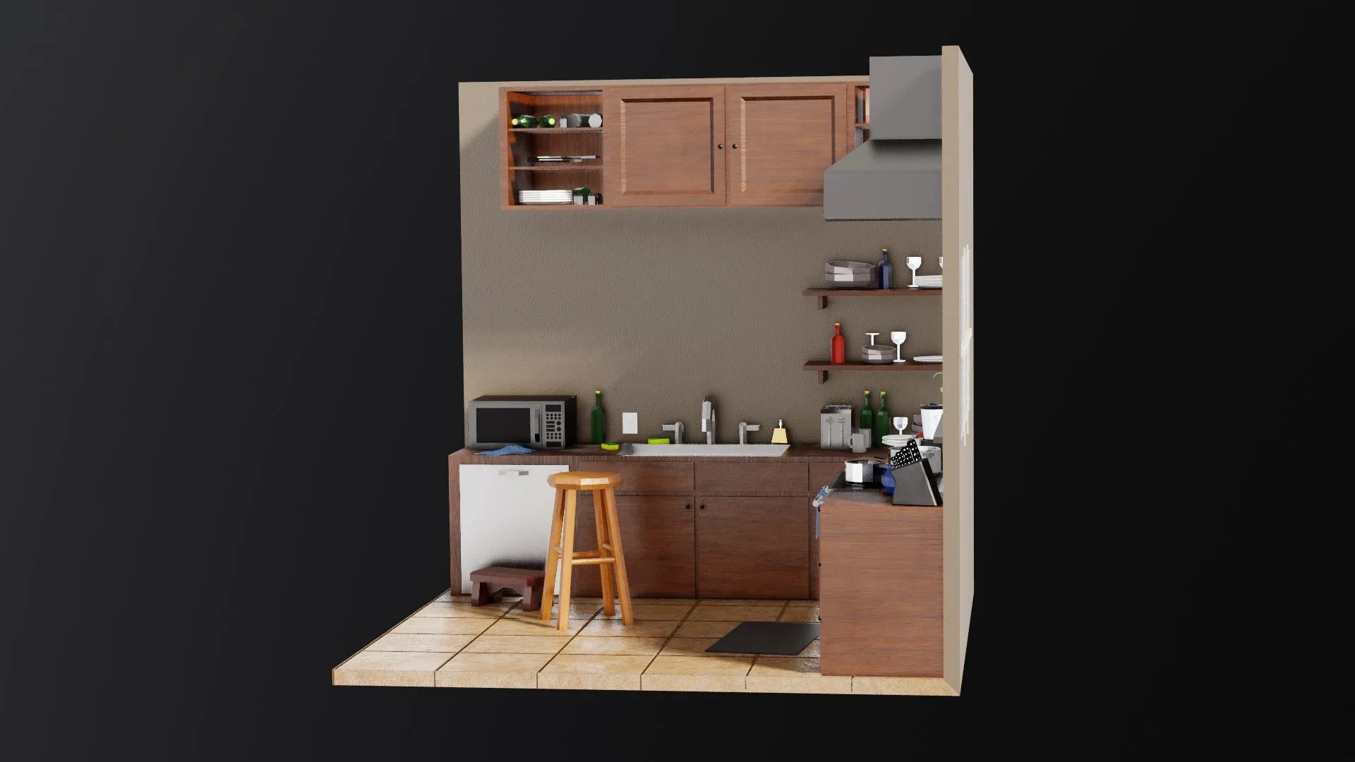 Low Poly Isometric Kitchen