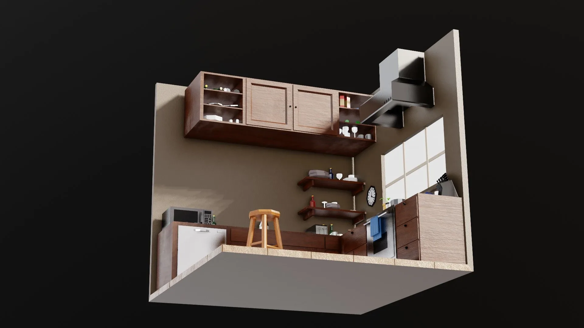 Low Poly Isometric Kitchen