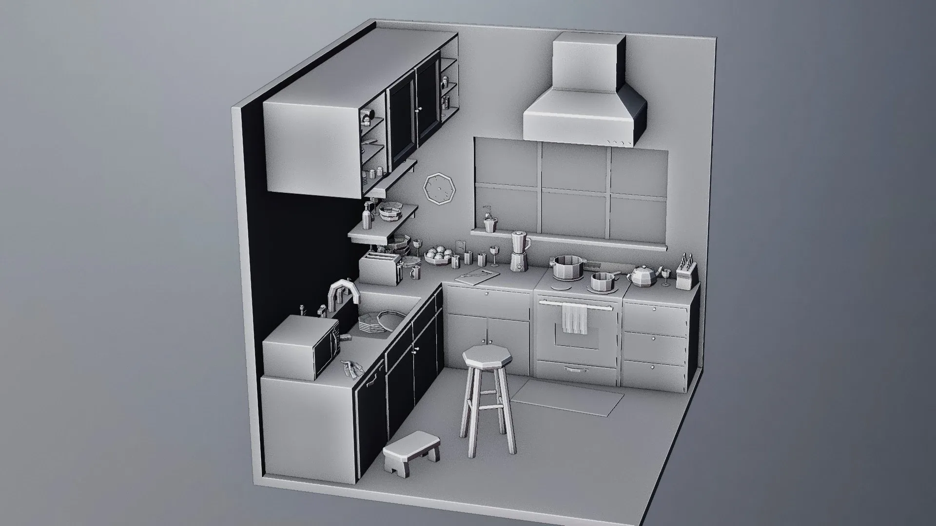 Low Poly Isometric Kitchen