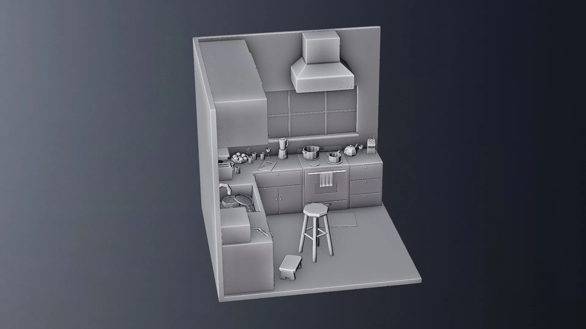 Low Poly Isometric Kitchen