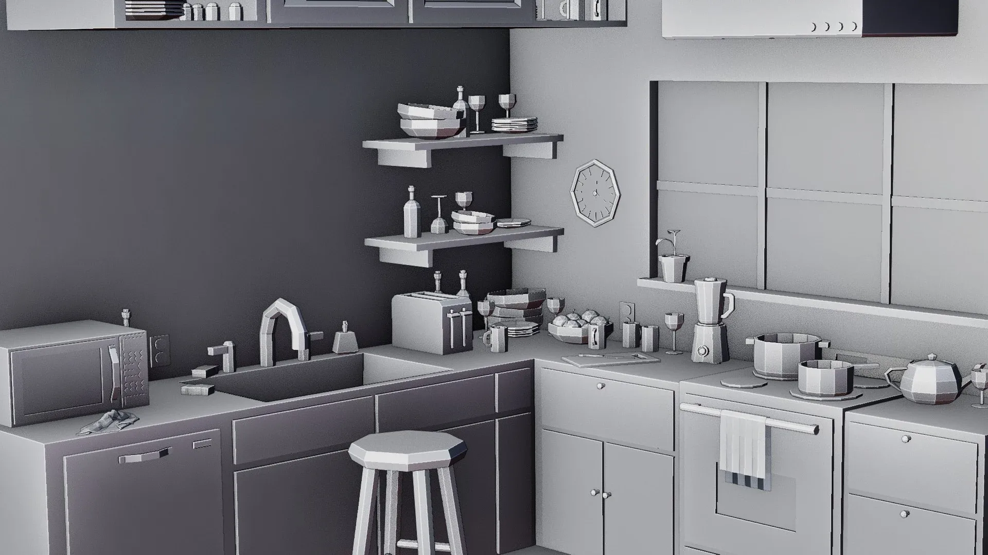Low Poly Isometric Kitchen