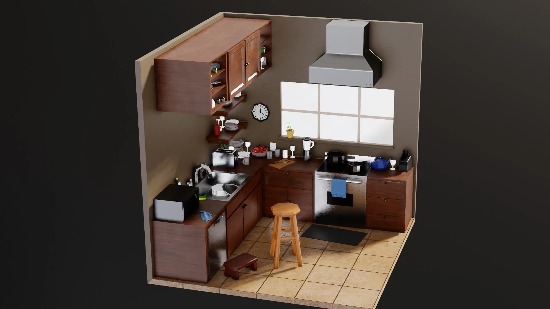 Low Poly Isometric Kitchen