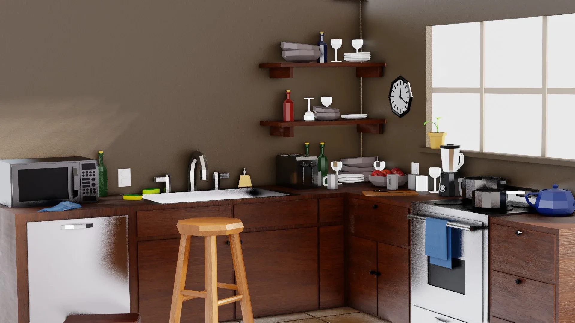 Low Poly Isometric Kitchen