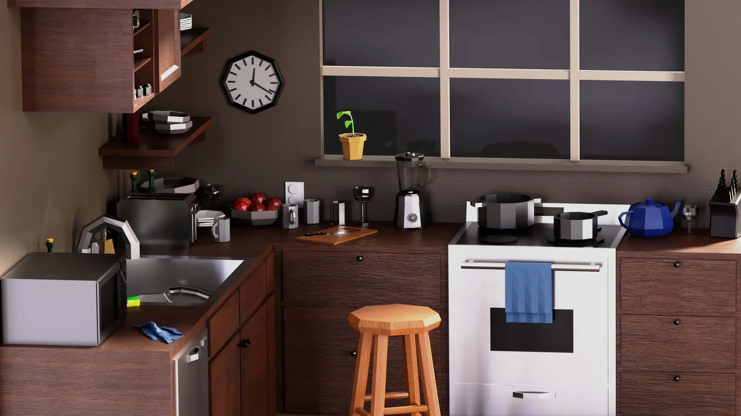 Low Poly Isometric Kitchen