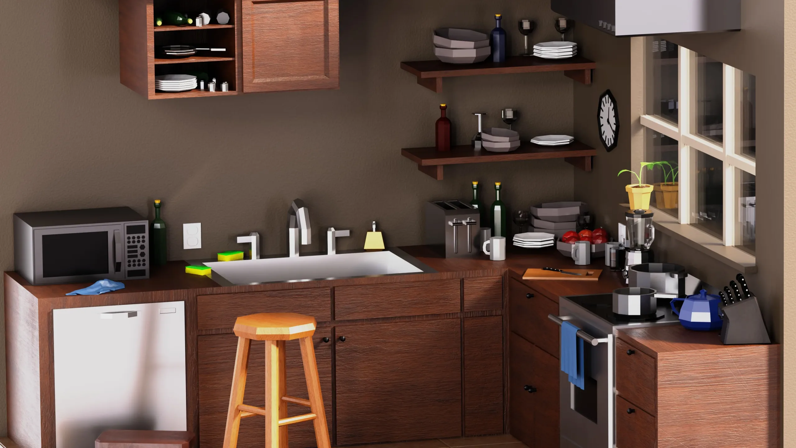 Low Poly Isometric Kitchen