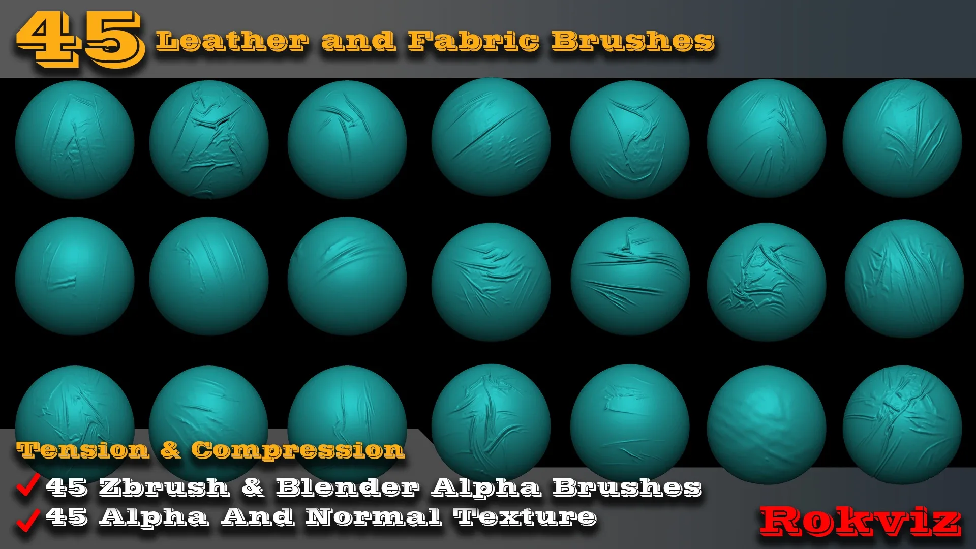 45 Fabric And Leather Brushes + Alpha And Normal Texture