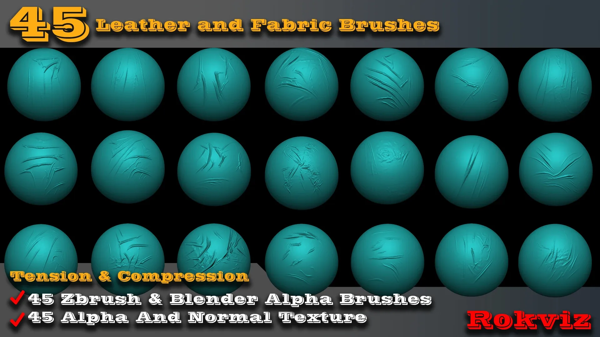 45 Fabric And Leather Brushes + Alpha And Normal Texture