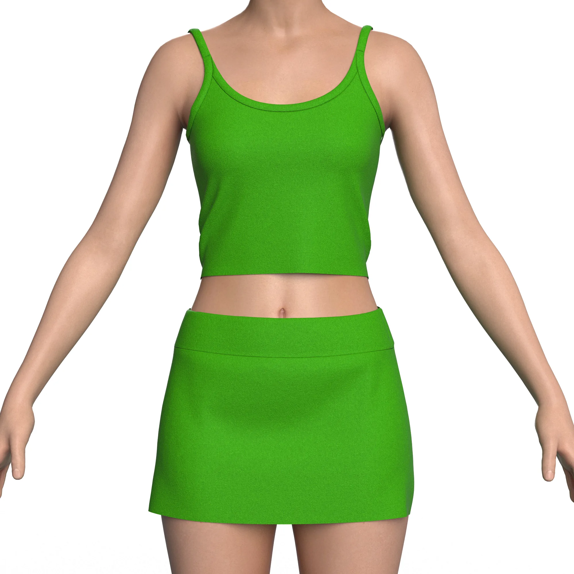 Green top and skirt