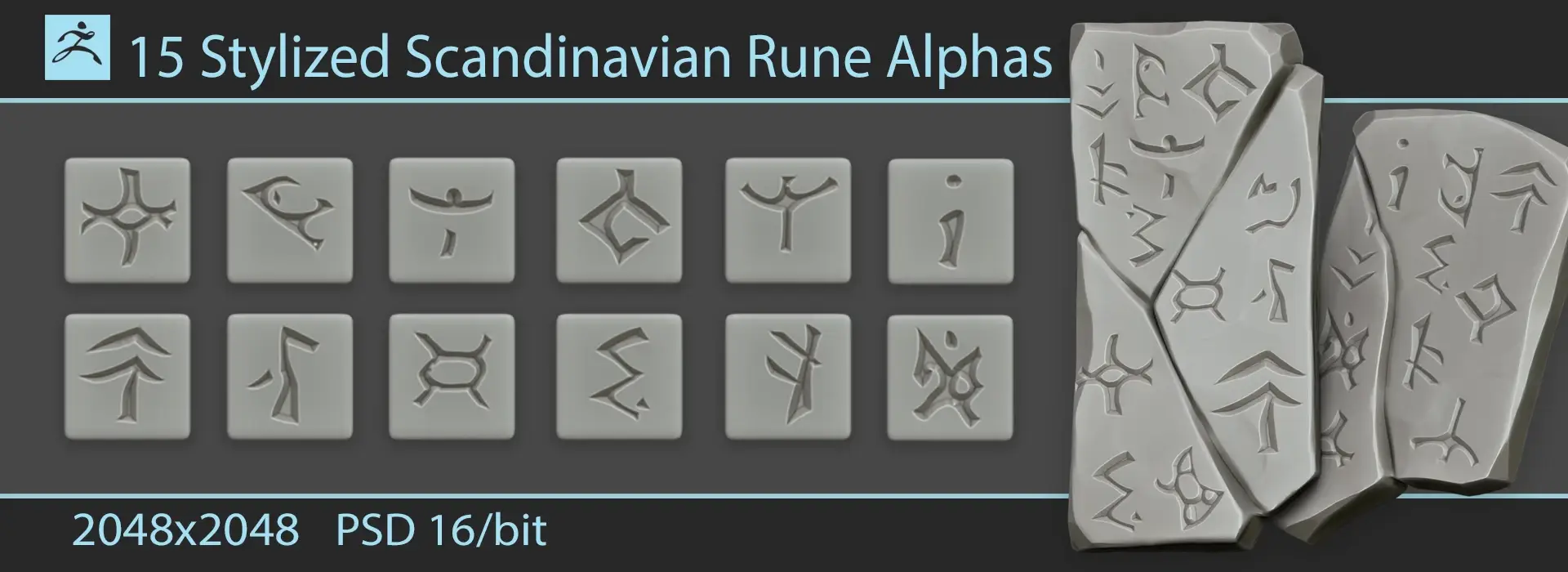 Stylized Scandinavian Rune Alphas - FlippedNormals