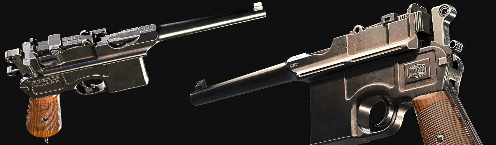 Mauser C96 Broomhandle Pistol Game FlippedNormals