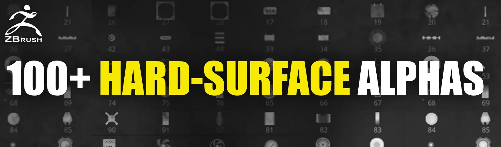 100+ HardSurface Alphas (ZBrush FlippedNormals