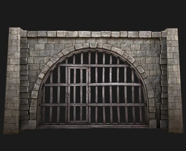 Medieval Prison Bars with Door