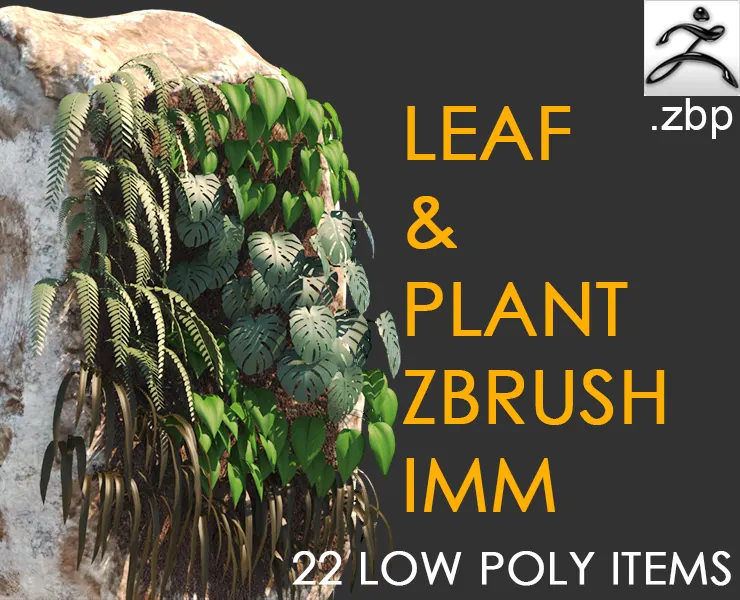 Zbrush Leaf & Plant IMM (LOW POLY) + video