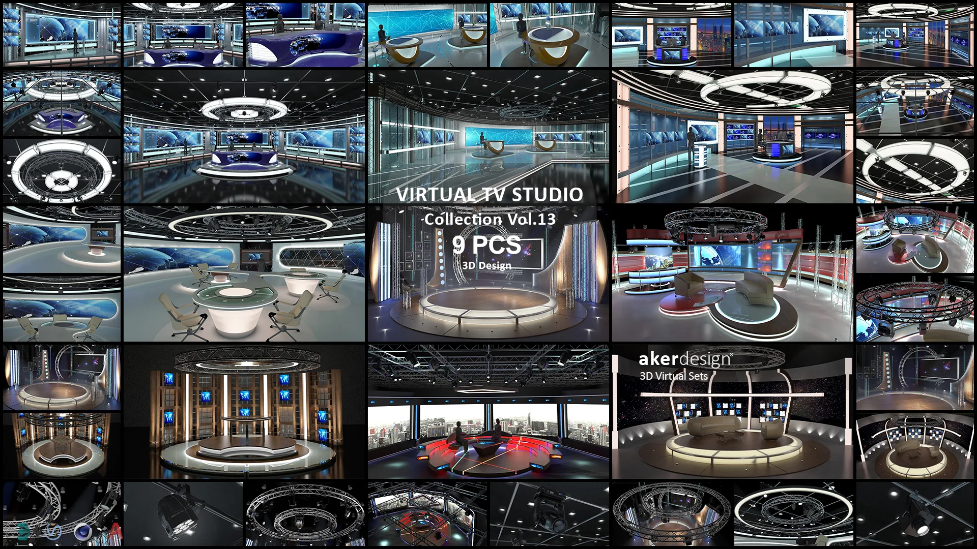 Virtual TV Studio Sets - Collection Vol 13 - 9 PCS DESIGN