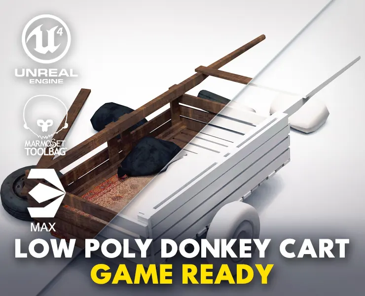 Low Poly Donkey Cart - Game Ready Vehicle