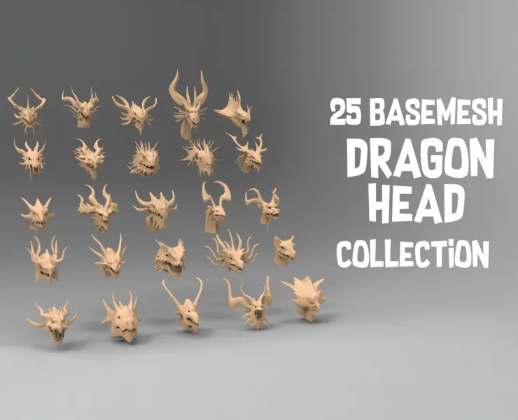 25 basemesh dragon head collection