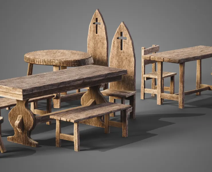 Medieval tables and chairs