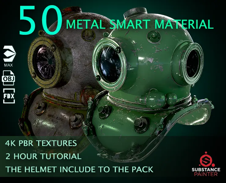 50 Metal Smart Materials + 4k PBR Texture + Tutorial