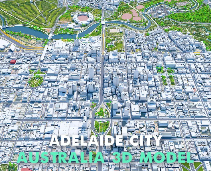 Adelaide City Australia 3D Model 65km