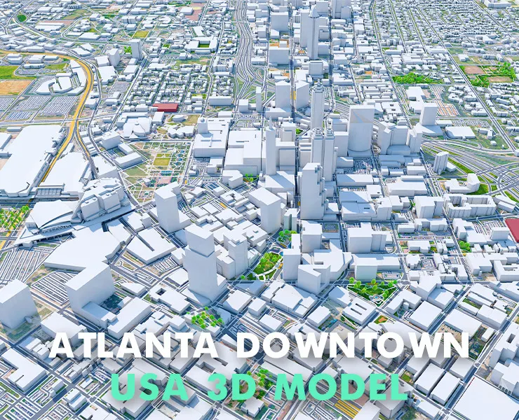 Atlanta downtown City Georgia 3D Model 8km