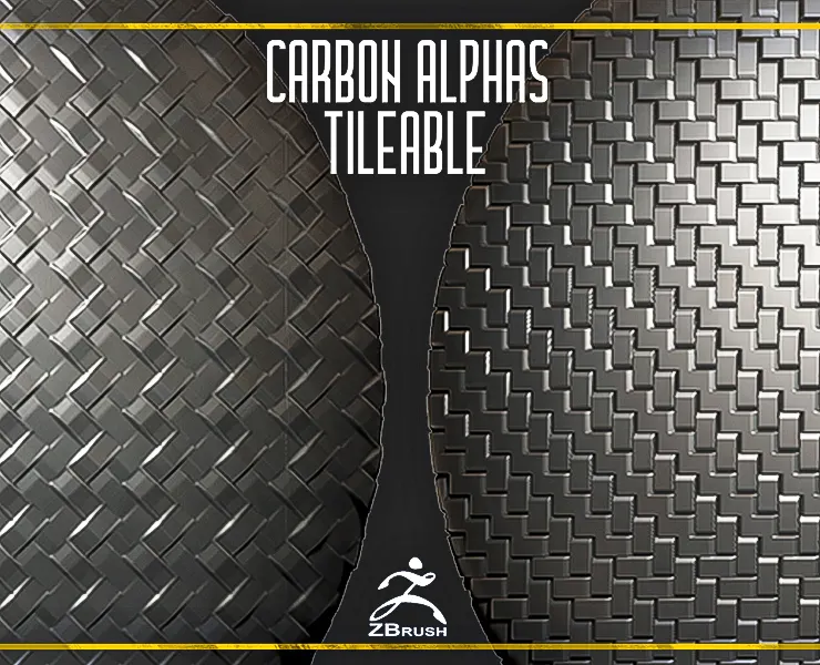 11 Carbone Tileable Alphas (ZBrush, Substance, 4K)