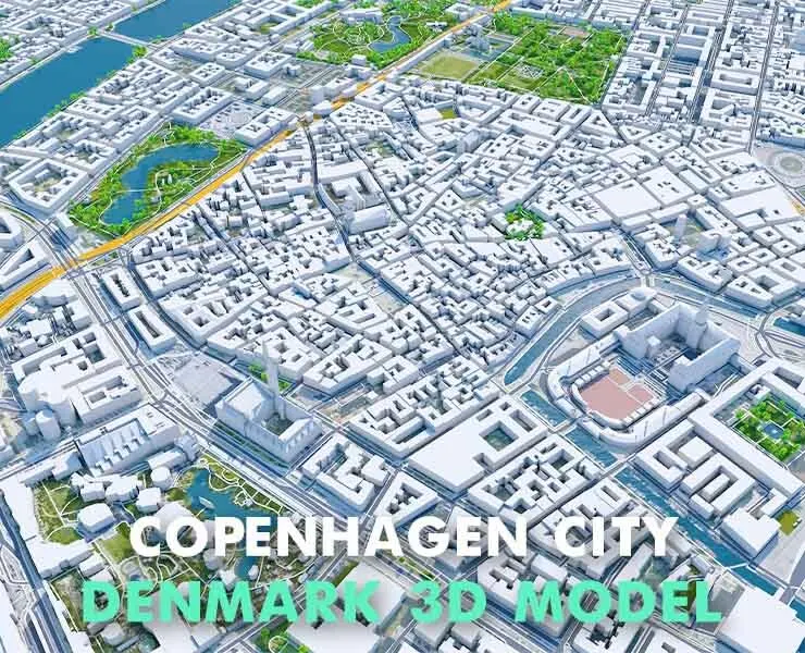 Copenhagen City Denmark 3D Model 30km