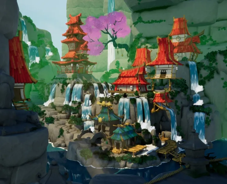 Stylized Japanese Mountain Shrine