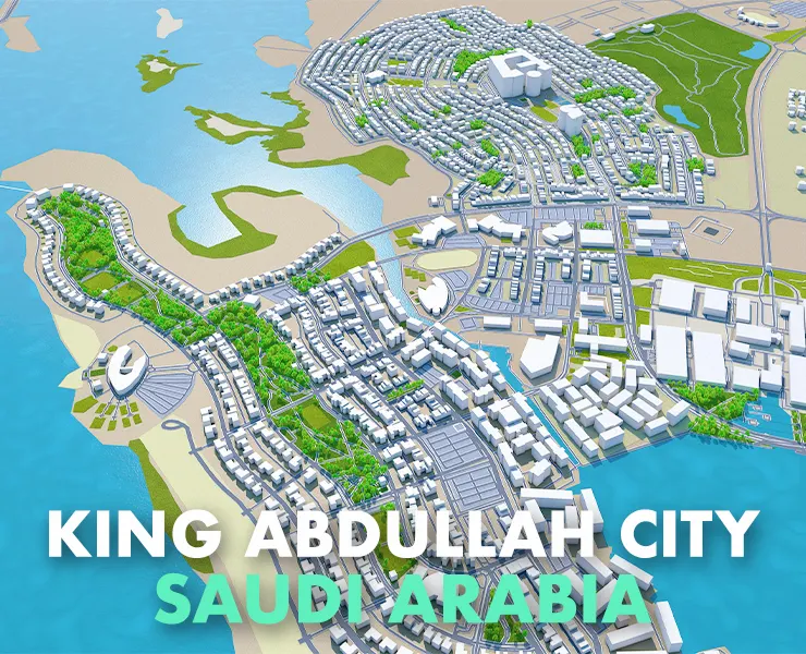 King Abdullah Economic City Saudi Arabia 3d model 35km