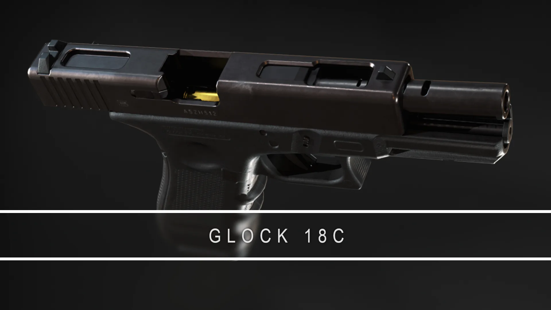 Glock 18C Gameready PBR Pistol Low-poly 3D Model
