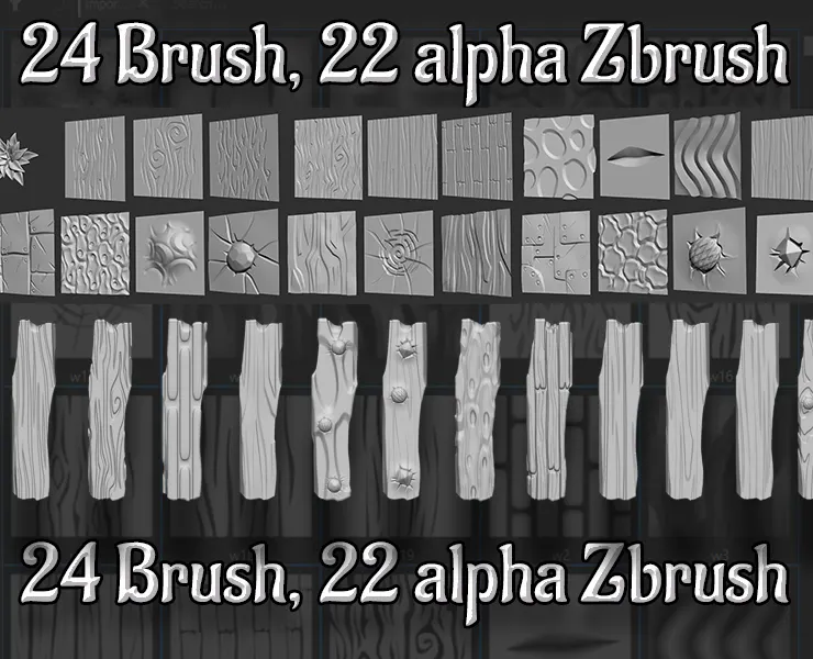 24 ZBP Brush, 22 Alpha Zbrush