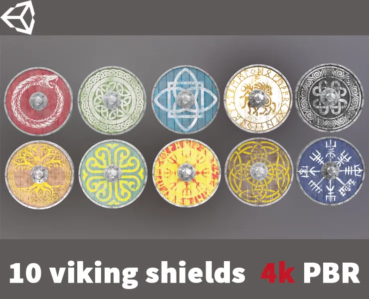 10 Viking Shields 4k PBR