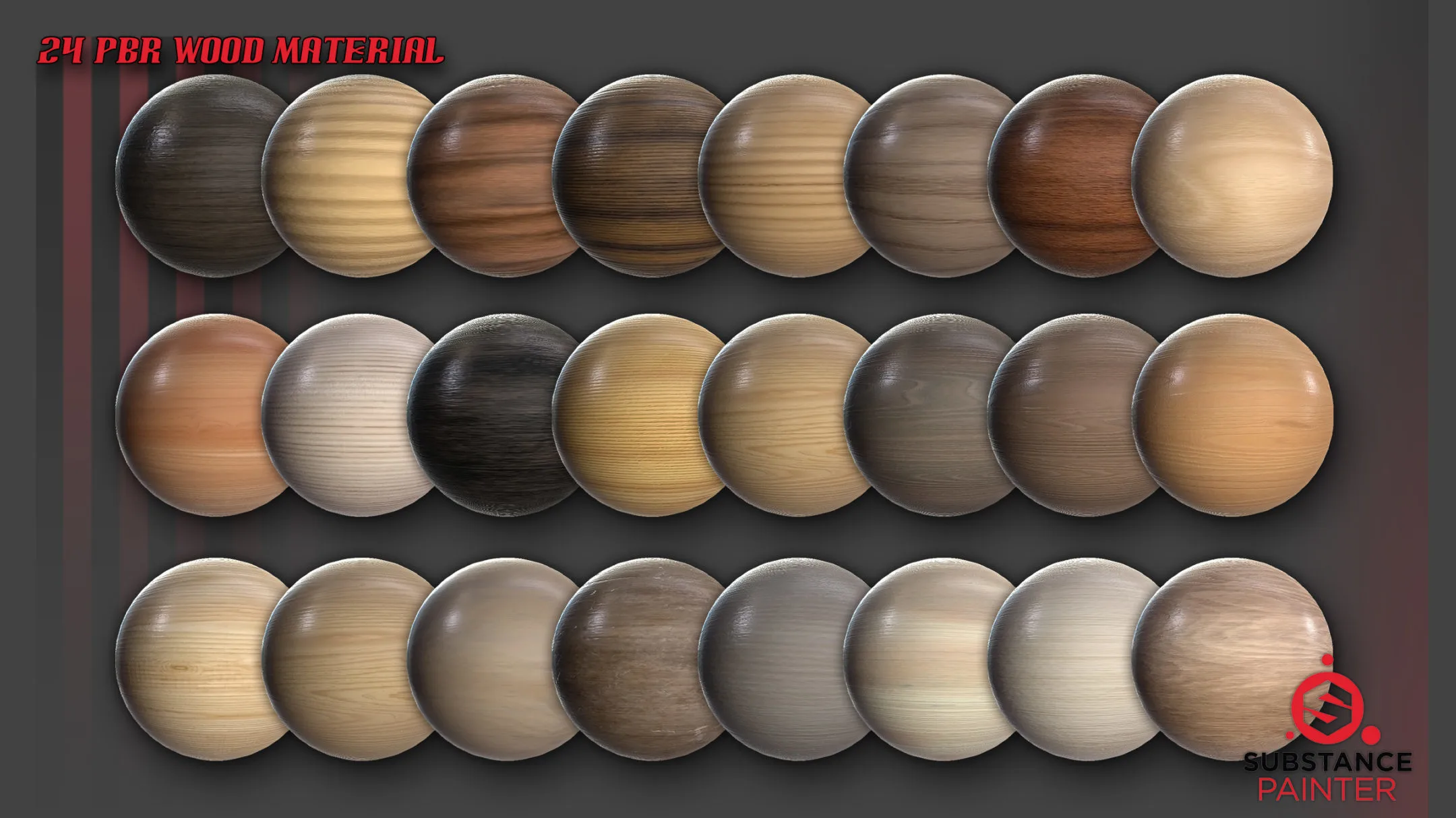 24 PBR Wood Substance Smart Material (.spsm)