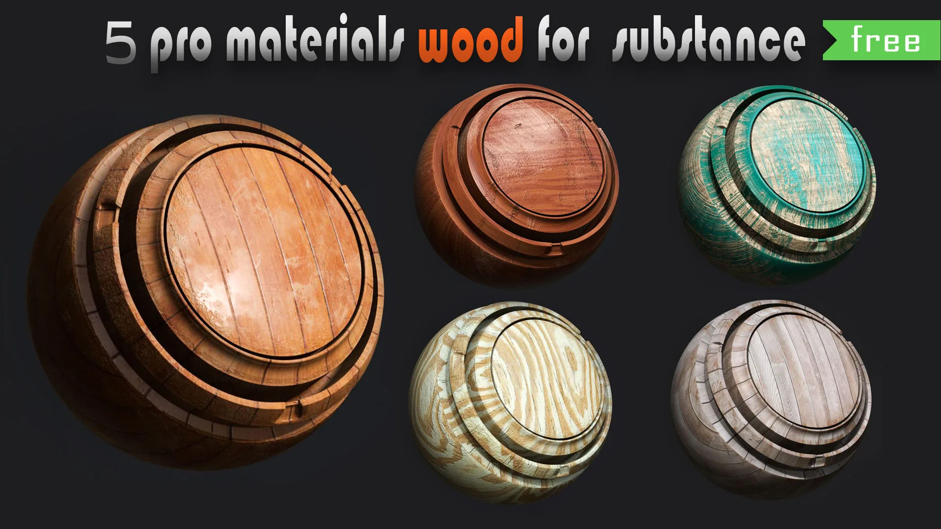 5 Free Wood Material for Substance Painter (PRO)