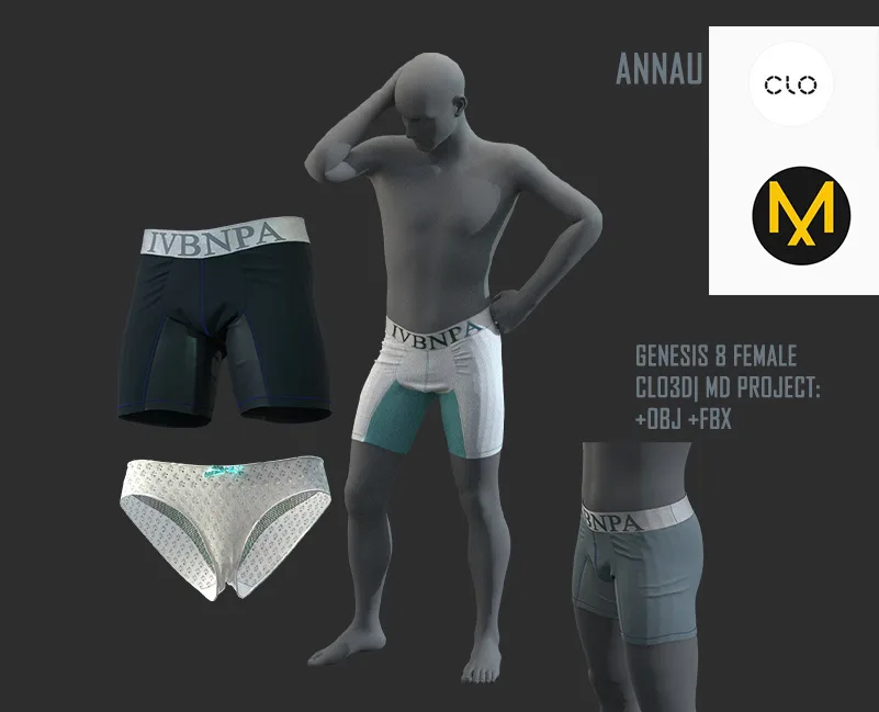 GENESIS 8 FEMALE|MALE: LINGERIE, UNDERWEAR SET| CLO3D| MARVELOUS DESIGNER PROJECT +OBJ+FBX