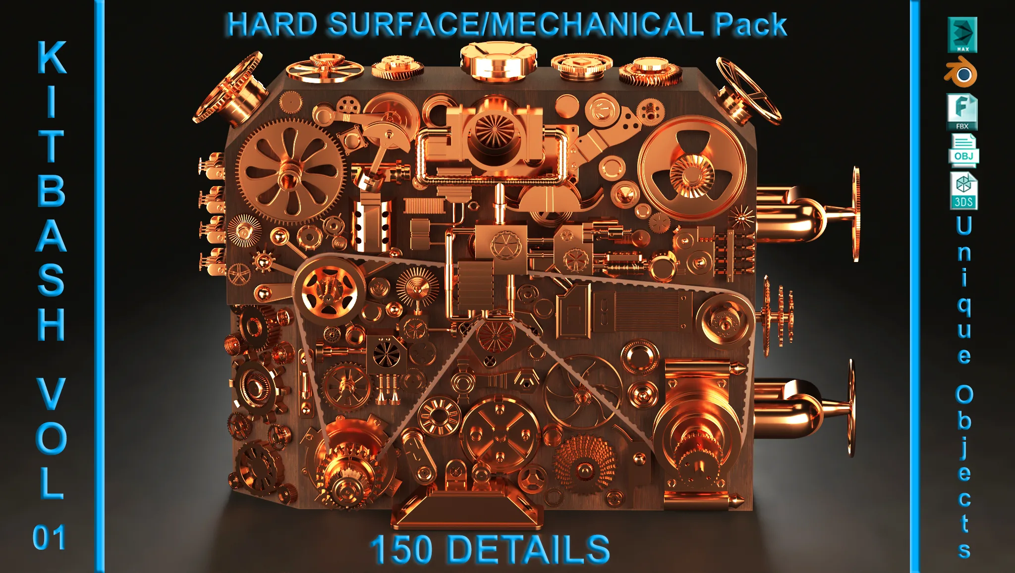 150 DETAILS Hard Surface / Mechanical KITBASH