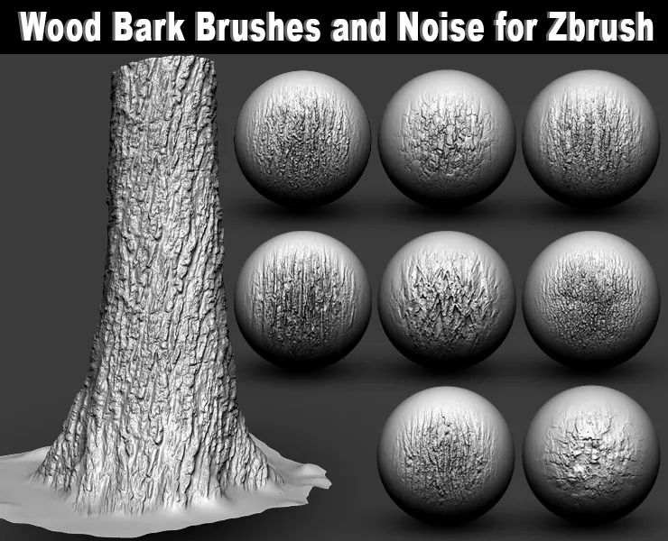 Wood Bark Brushes and Noise for Zbrush