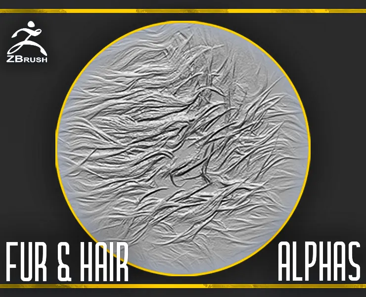 20 Fur and Hair Alphas for ZBrush