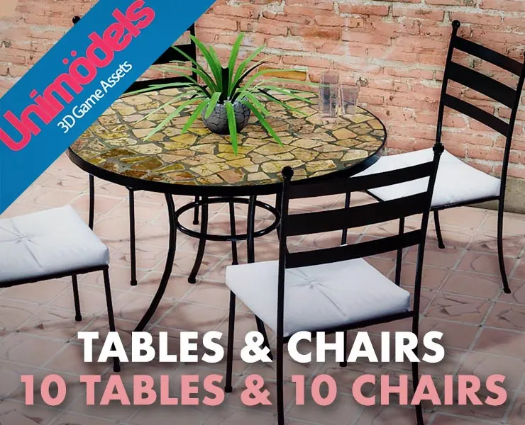 Unimodels Exterior Tables & Chairs Vol. 1 for UE4