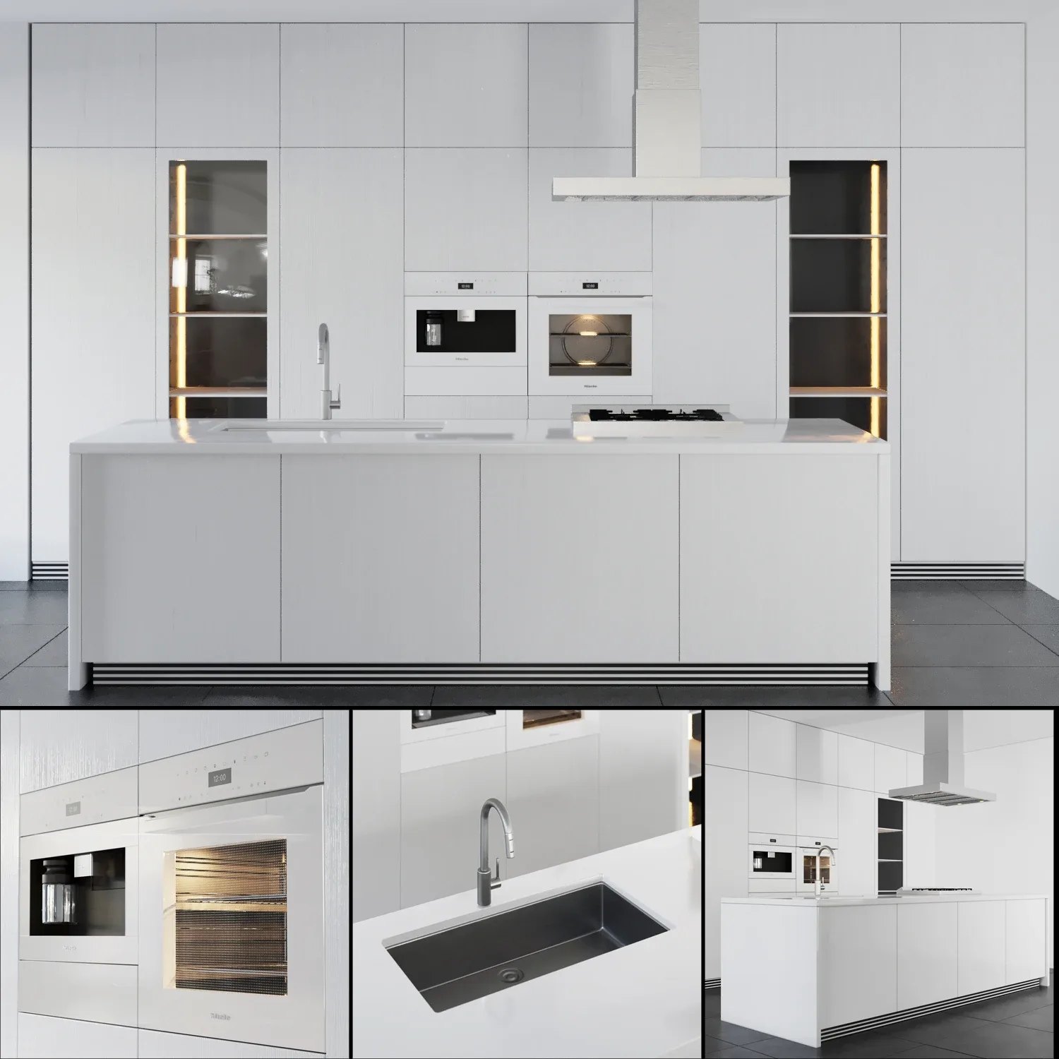 White Modern Kitchen k001