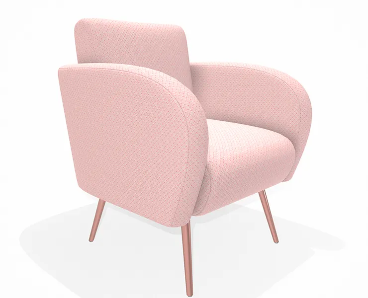 Decorative Armchair with Pink Toothpick Feet and Pink Cotton