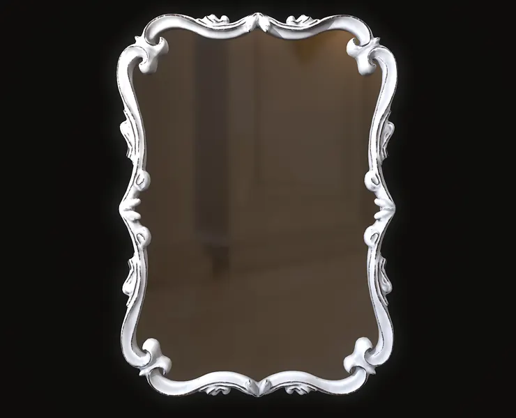 Cavell mirror framed in metal - white painted wood Low-poly 3D model