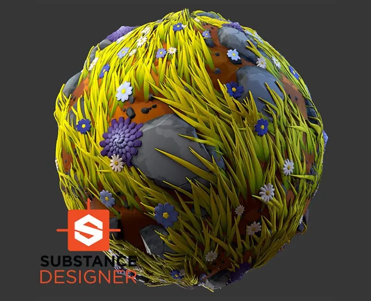 Stylized Grass with Flowers - Substance Designer