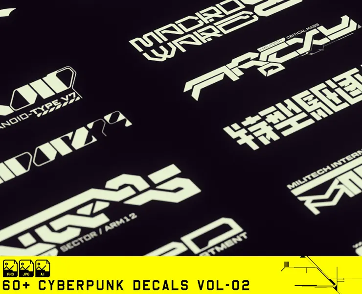 60+ Cyberpunk Decals Vol-02