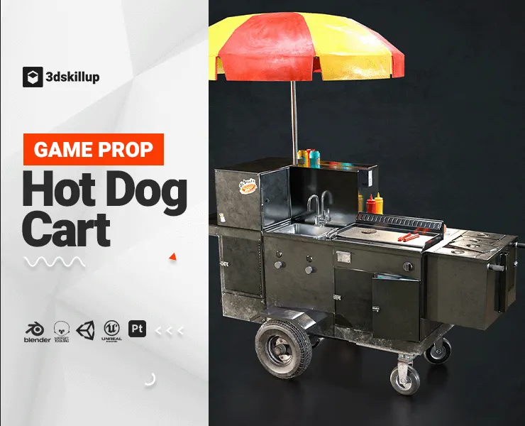 Hot Dog Cart 3d Model - Game Ready