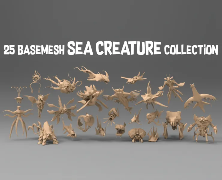 25 basemesh sea creature collection